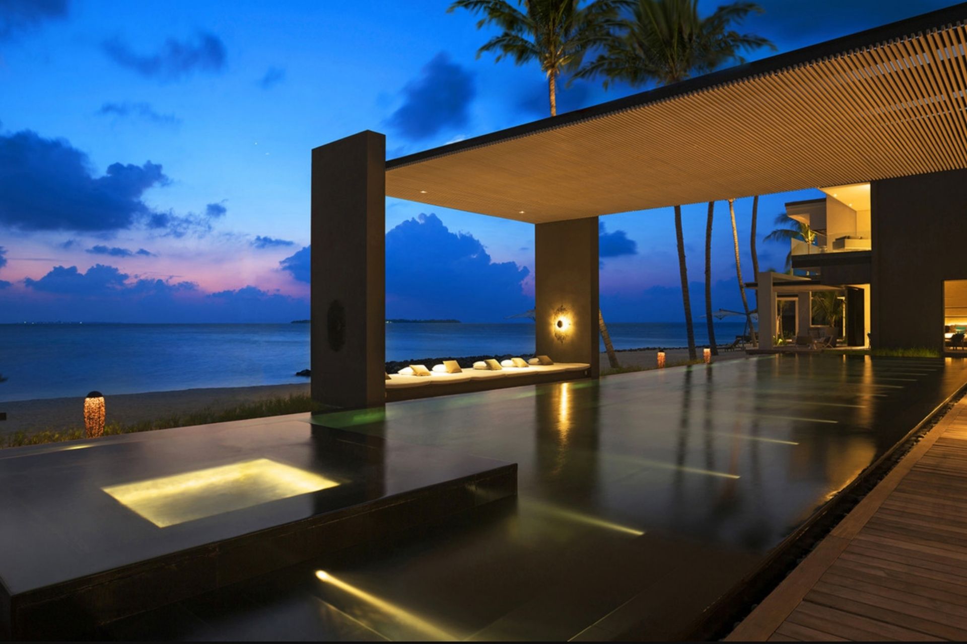 Cheval-Blanc-Randheli-Private-Island-Pool-View-Evening